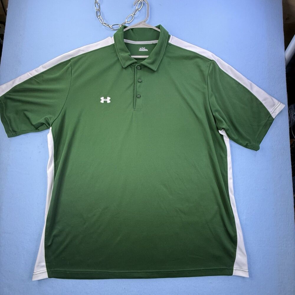 UA Under Armour Men's Golf Polo Green/White Size 3XL 1211 - Picture 2 of 7